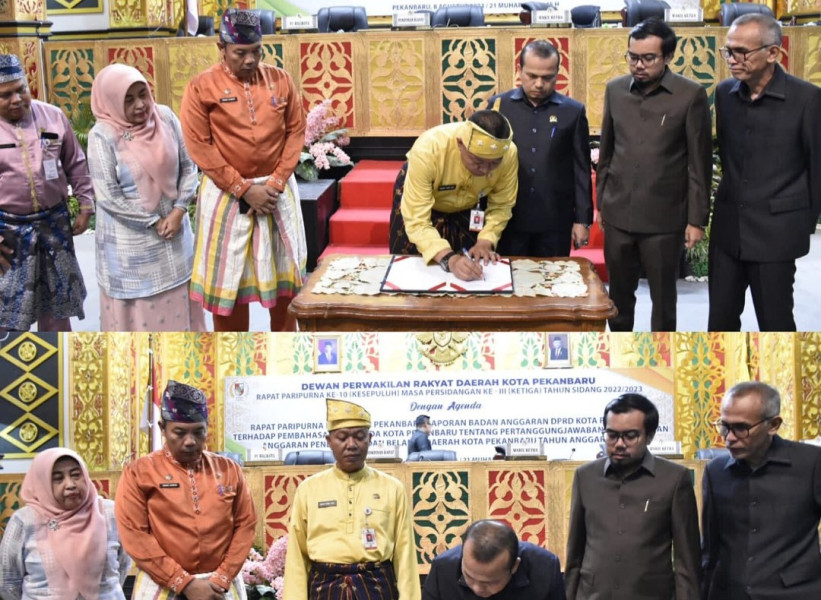 Rapat Paripurna Penandatanganan Laporan Banggar Terkait LKPJ APBD Pekanbaru Tahun 2022