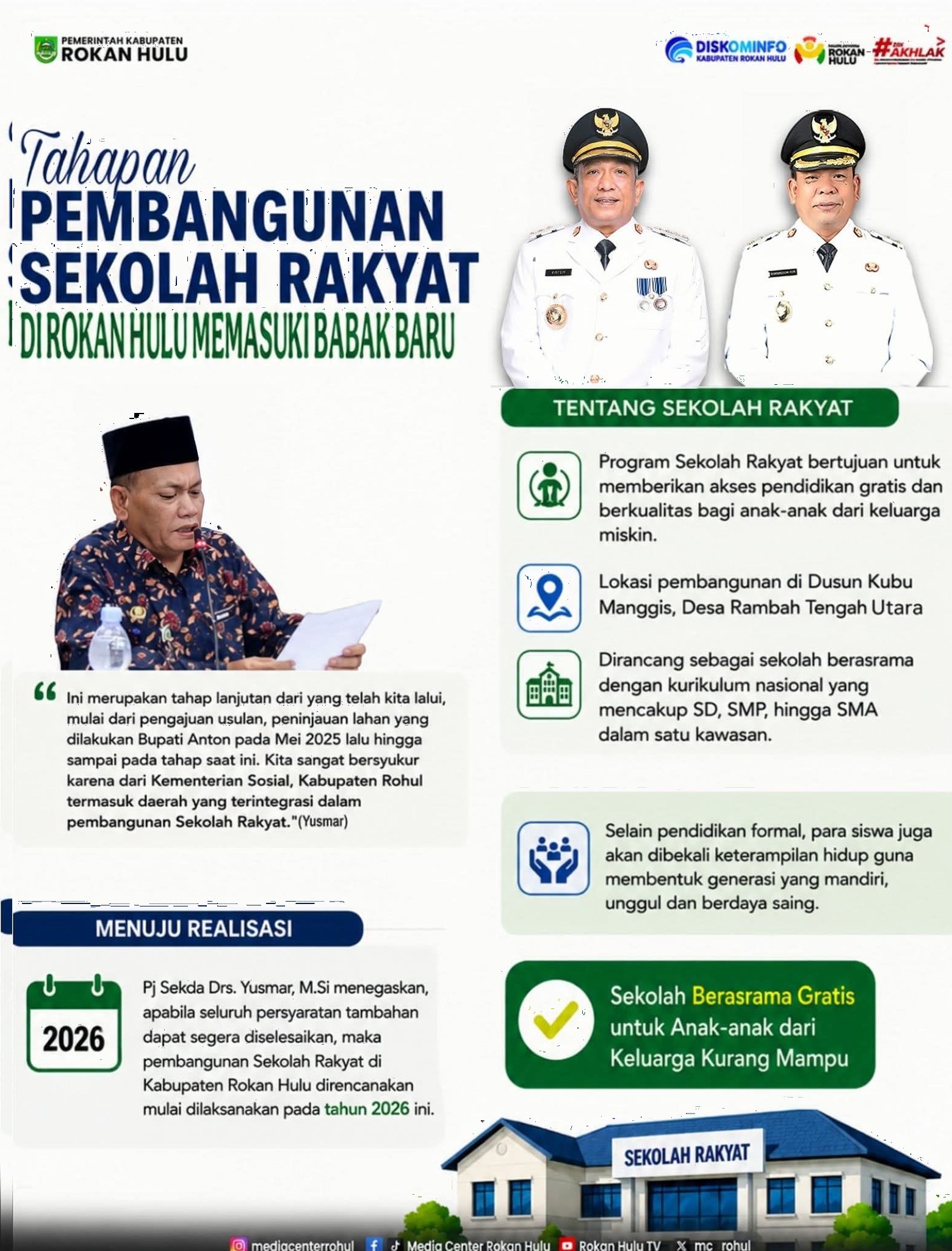 Dibangun di Kubu Manggis, Ini Keunggulan Program Sekolah Rakyat Milik Pemkab Rokan Hulu