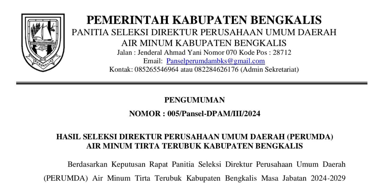 Tiga Kandidat untuk Posisi Direktur Utama PERUMDA Dinyatakan Lulus dalam Uji Kelayakan dan Kepatutan