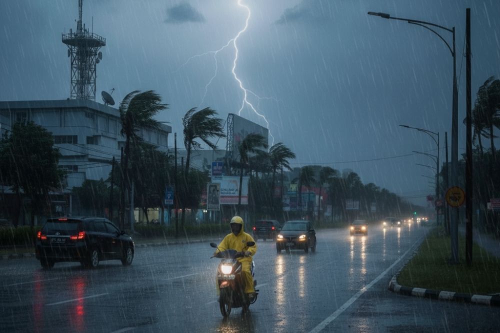 BMKG: Waspada Hujan Lebat Disertai Petir di Sejumlah Wilayah Riau Malam Ini